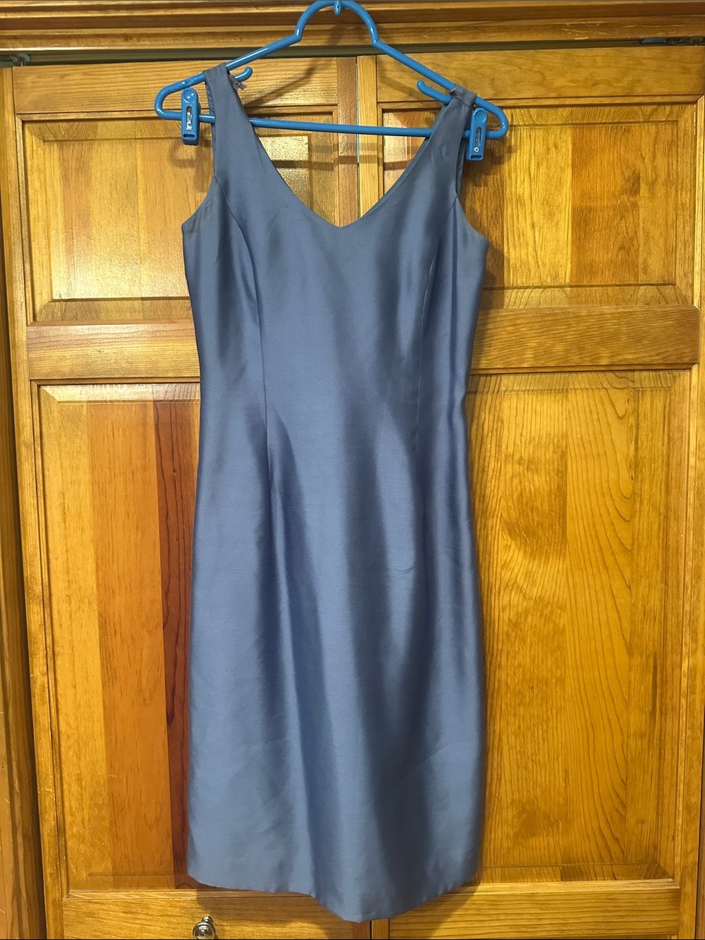 Ann Taylor Slate Blue Sleeveless V-Neck Midi Dress
